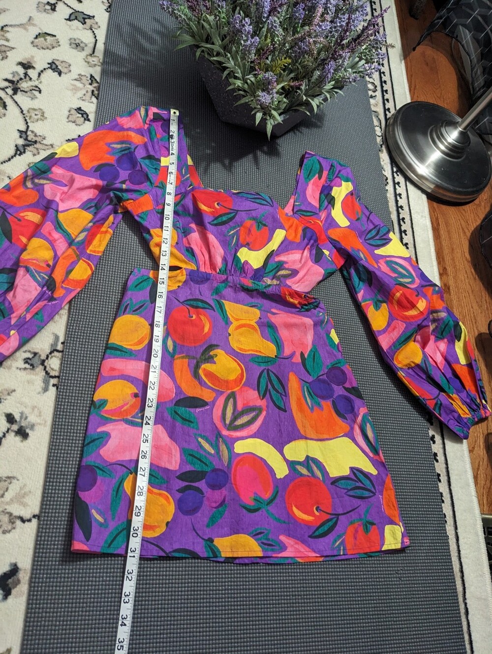 🆕 FARM Rio Purple Cutout Puff-Sleeve Mini Dress - Picture 7 of 11
